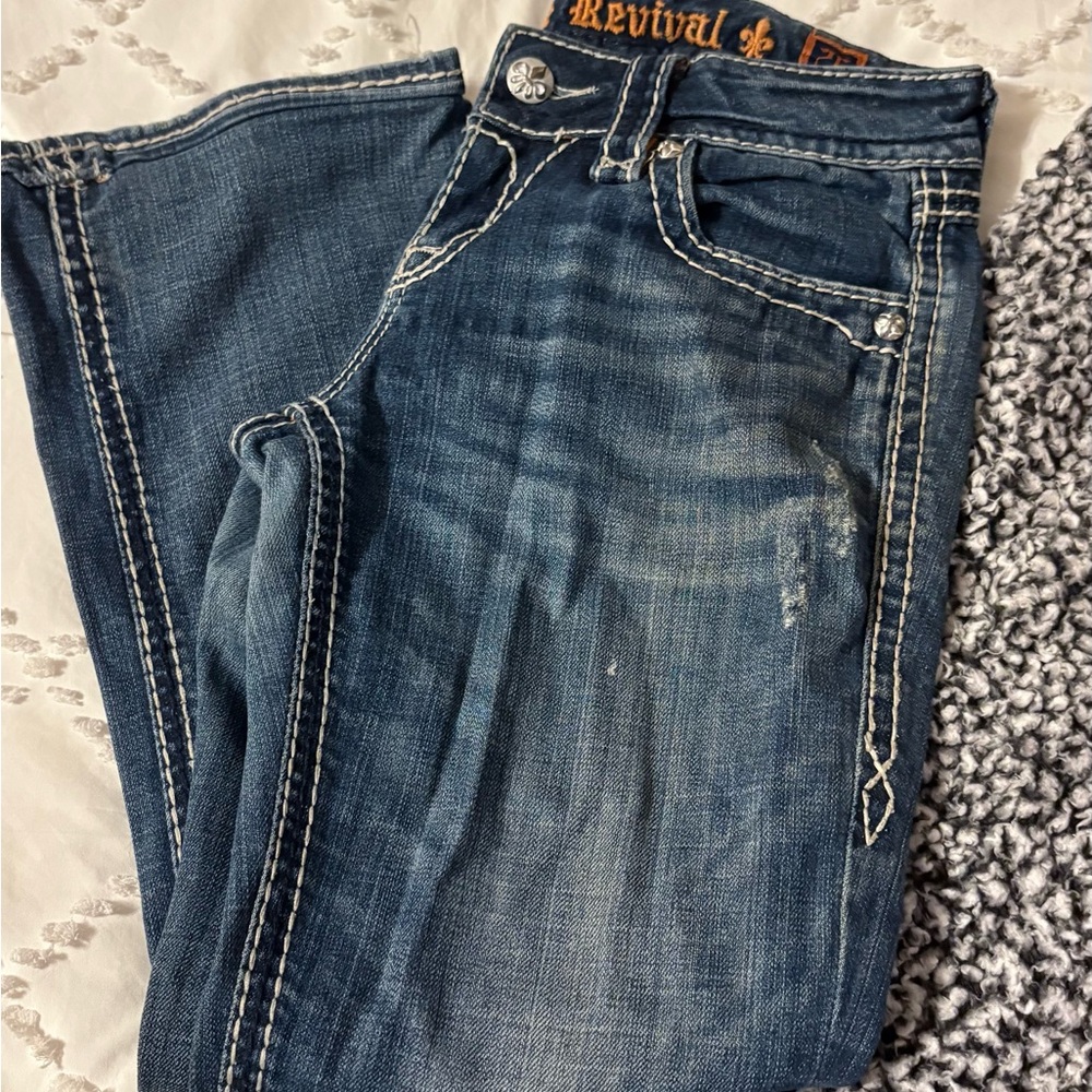 Rock Revival Blue Denim with Orange Accents